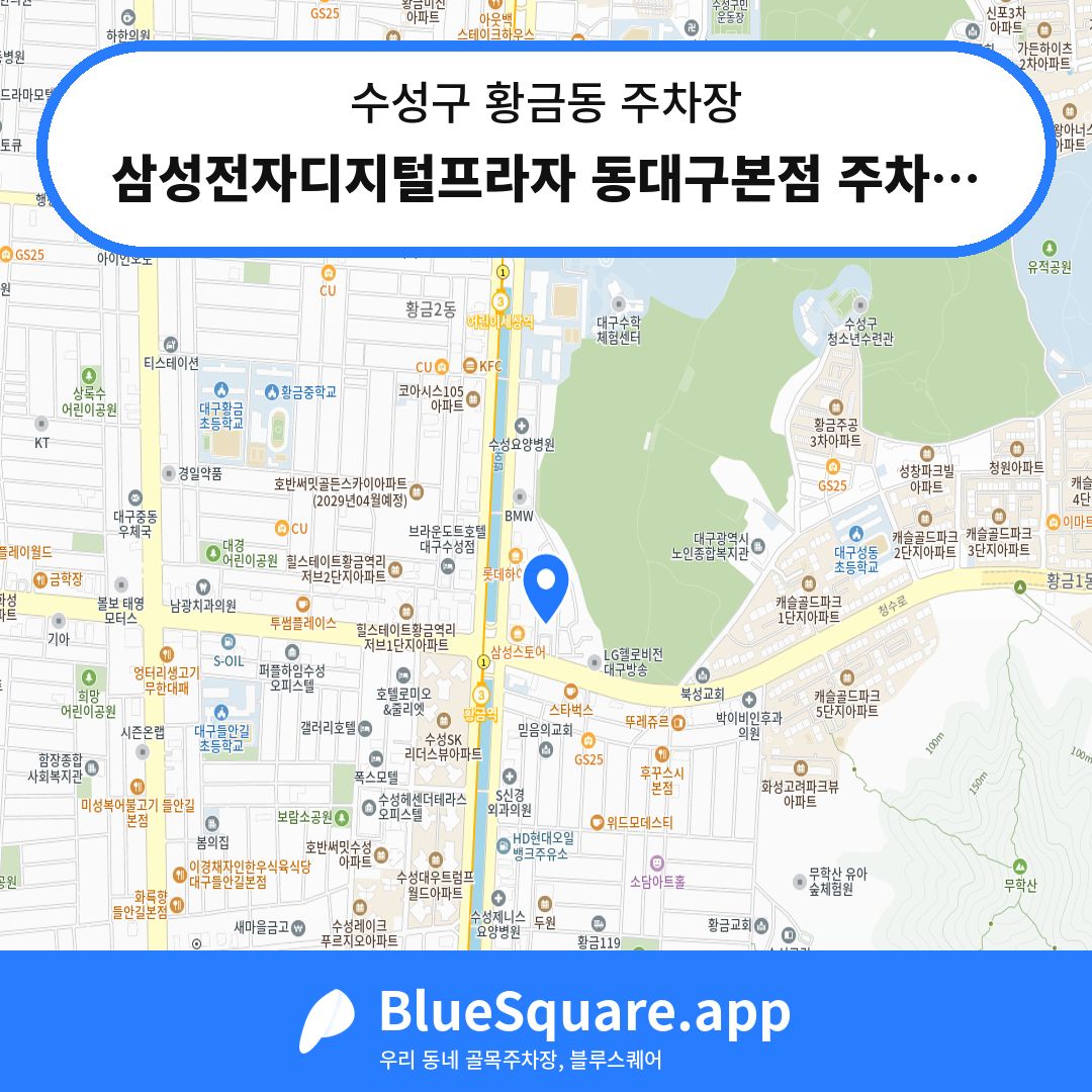 삼성전자디지털프라자 동대구본점 주차장 위치 지도 — 대구 수성구 황금동 | 블루스퀘어 주차