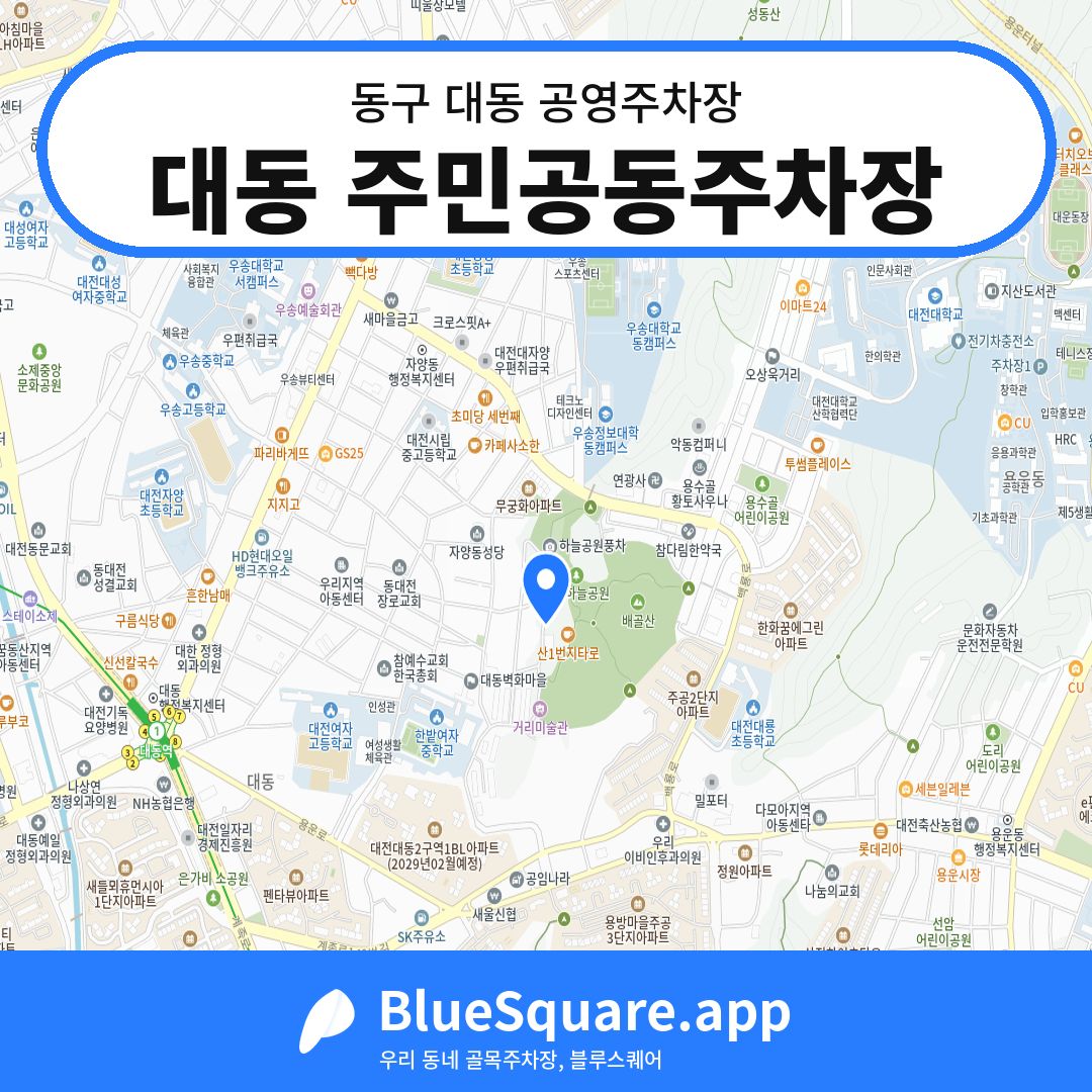 대동 주민공동주차장 위치 지도 — 대전 동구 대동 | 블루스퀘어 주차