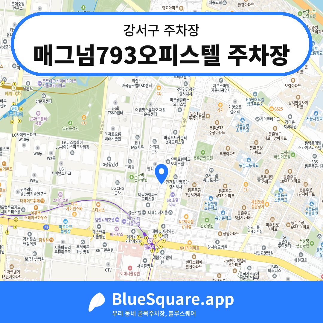 매그넘793오피스텔 주차장 위치 지도 — 서울 강서구 | 블루스퀘어 주차