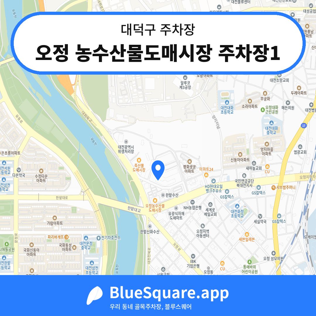 오정 농수산물도매시장 주차장1 위치 지도 — 대전 대덕구 | 블루스퀘어 주차