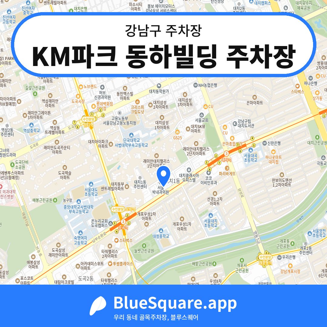 KM파크 동하빌딩 주차장 위치 지도 — 서울 강남구 | 블루스퀘어 주차