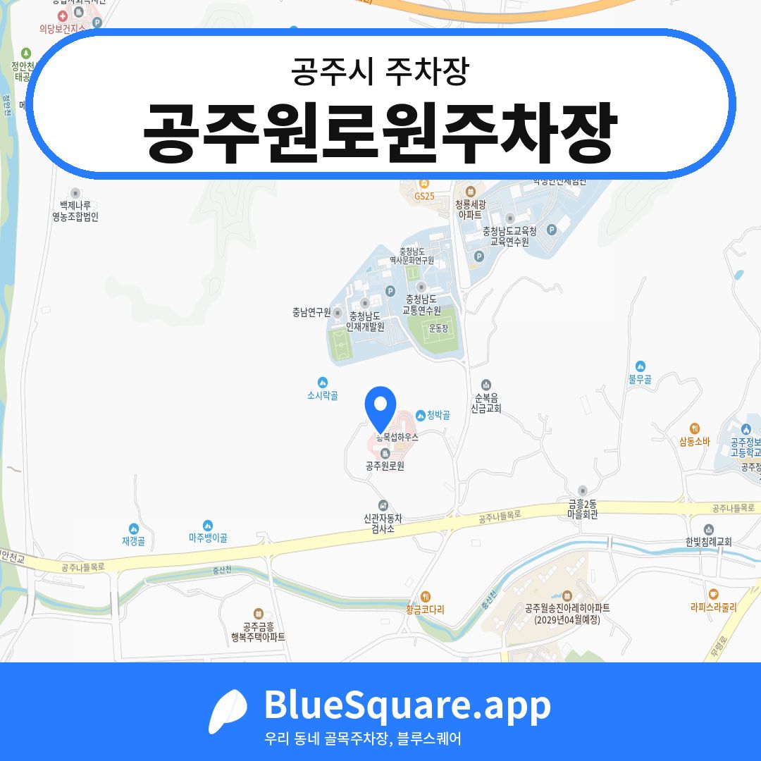 공주원로원주차장 위치 지도 — 충남 공주시 | 블루스퀘어 주차