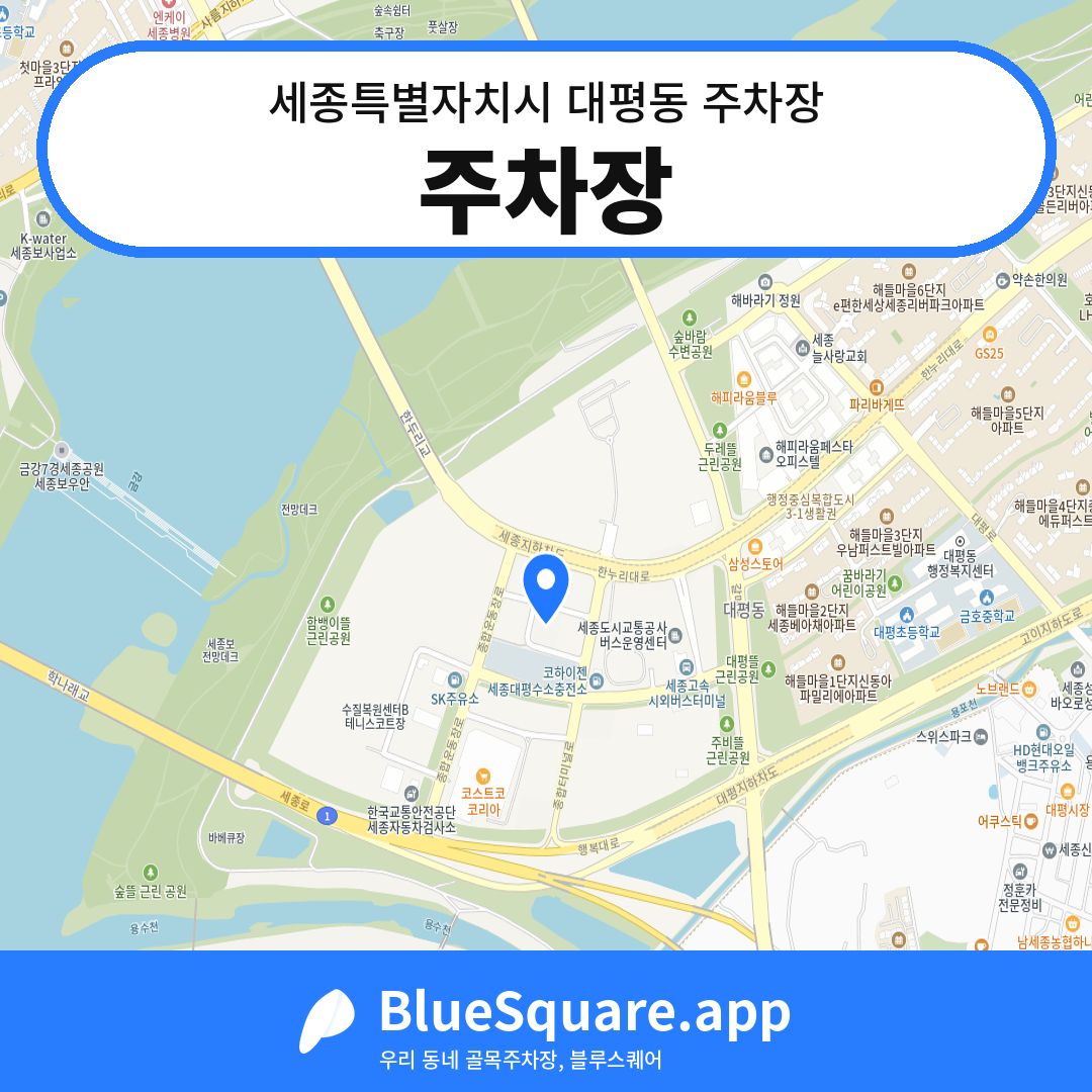 주차장 위치 지도 — 세종 세종특별자치시 대평동 | 블루스퀘어 주차