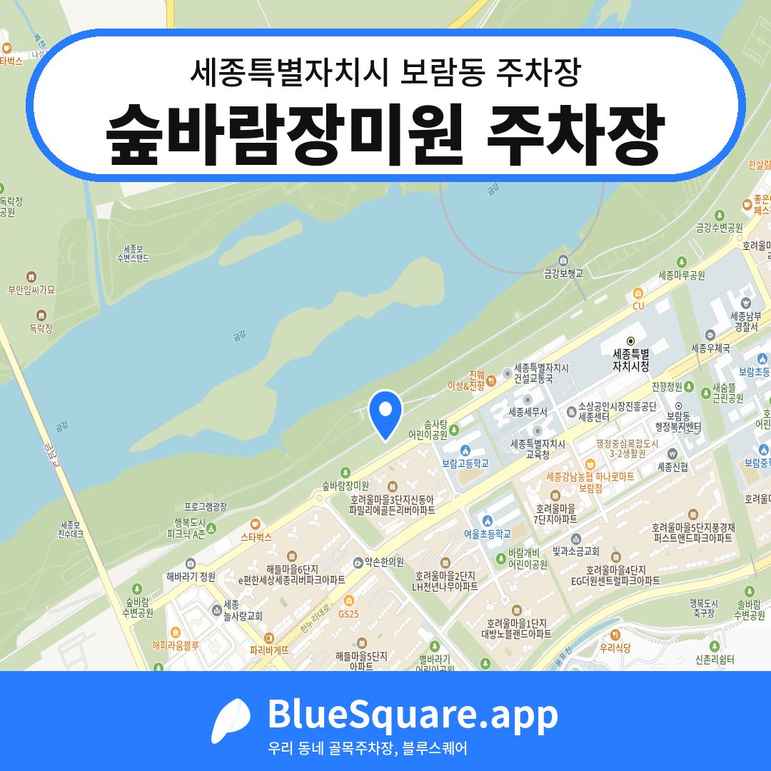 숲바람장미원 주차장 위치 지도 — 세종 세종특별자치시 보람동 | 블루스퀘어 주차