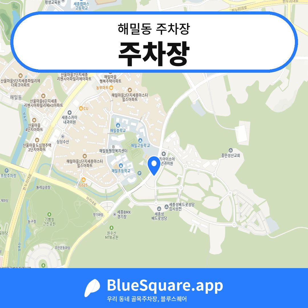 주차장 위치 지도 — 세종 해밀동 | 블루스퀘어 주차