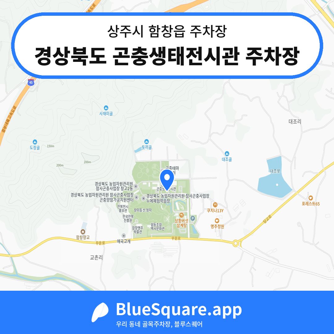 경상북도 곤충생태전시관 주차장 위치 지도 — 경북 상주시 함창읍 | 블루스퀘어 주차