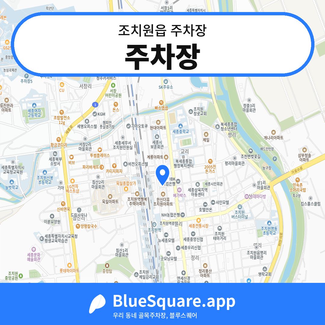 주차장 위치 지도 — 세종 조치원읍 | 블루스퀘어 주차
