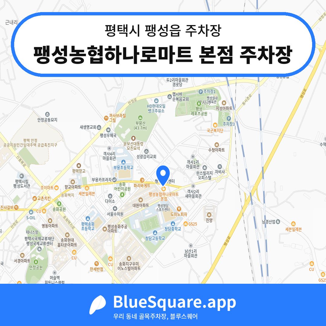 팽성농협하나로마트 본점 주차장 위치 지도 — 경기 평택시 팽성읍 | 블루스퀘어 주차