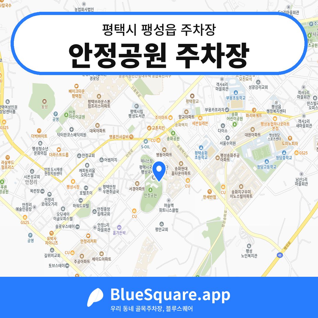 안정공원 주차장 위치 지도 — 경기 평택시 팽성읍 | 블루스퀘어 주차