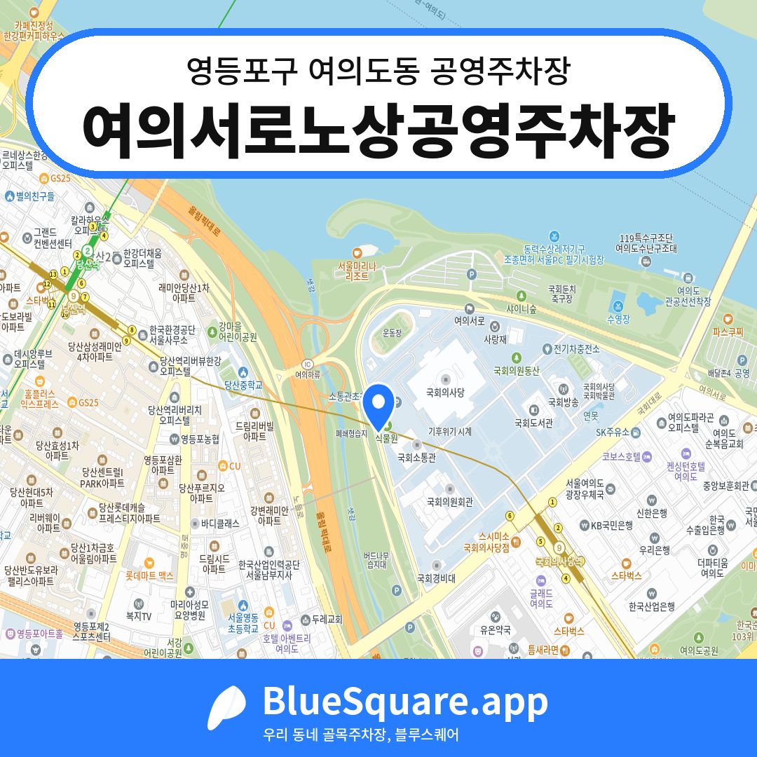 여의서로노상공영주차장 위치 지도 — 서울 영등포구 여의도동 | 블루스퀘어 주차