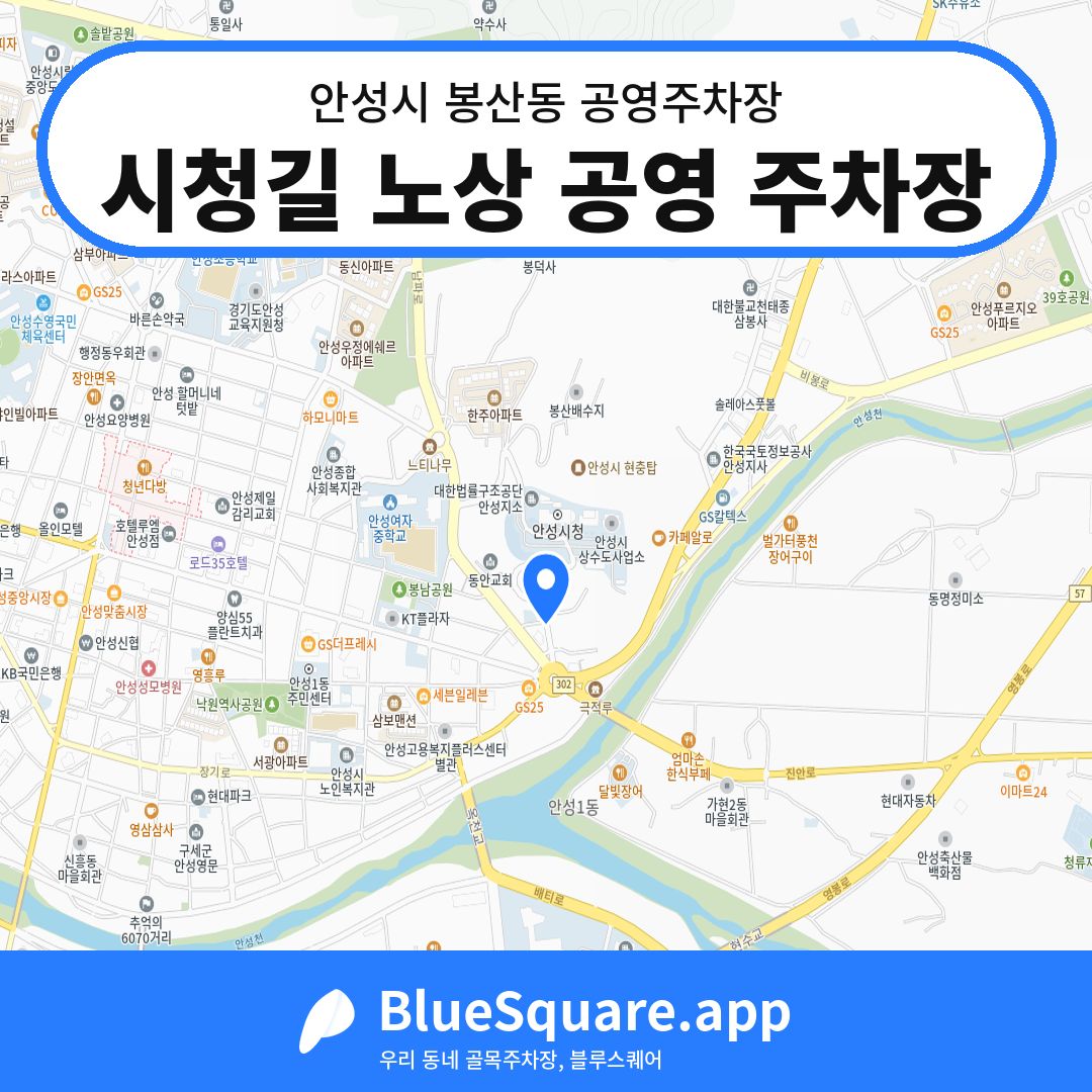 시청길 노상 공영 주차장 위치 지도 — 경기 안성시 봉산동 | 블루스퀘어 주차