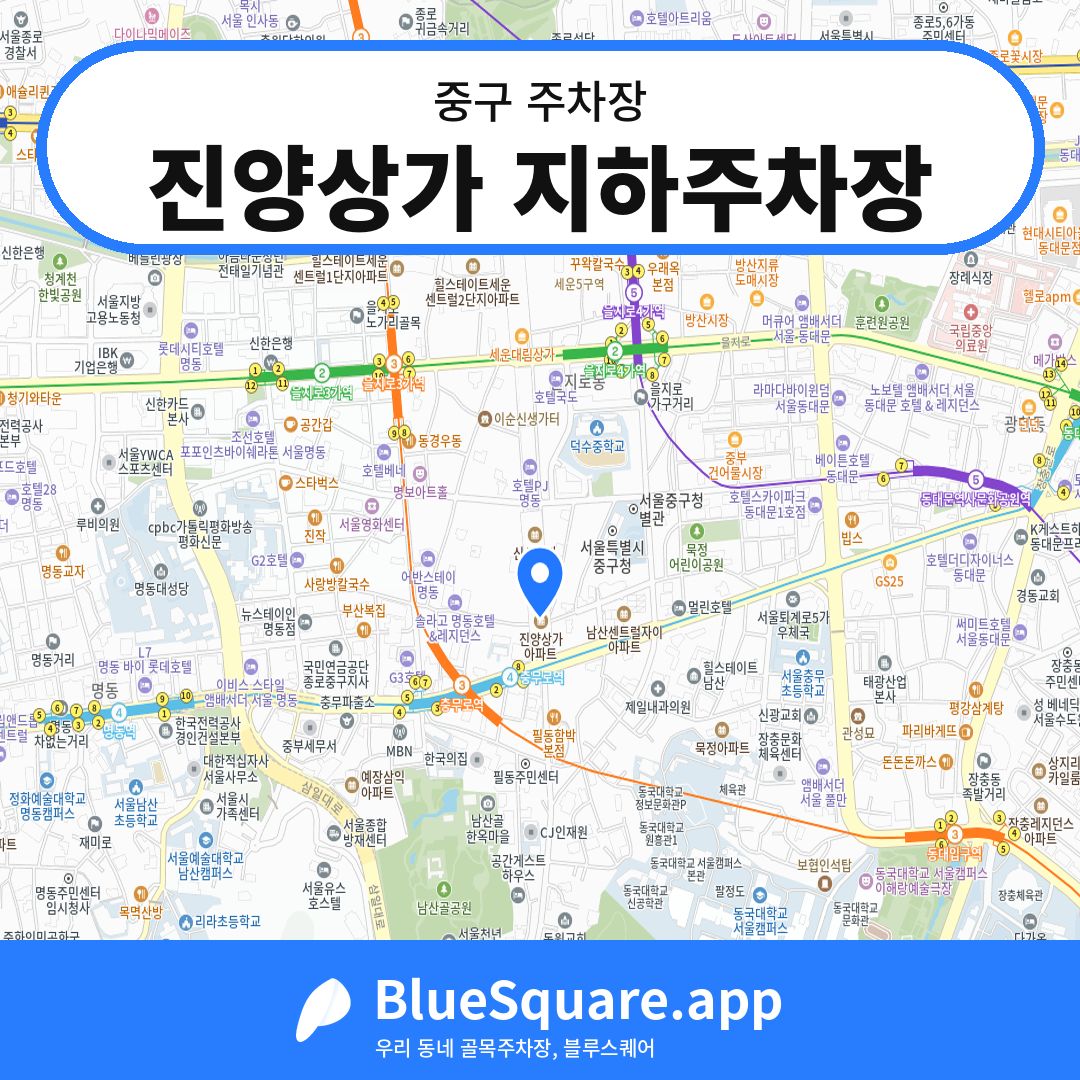 진양상가 지하주차장 위치 지도 — 서울 중구 | 블루스퀘어 주차