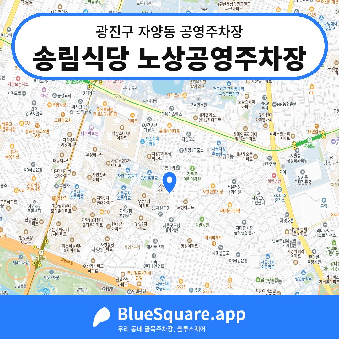 송림식당 노상공영주차장 위치 지도 — 서울 광진구 자양동 | 블루스퀘어 주차
