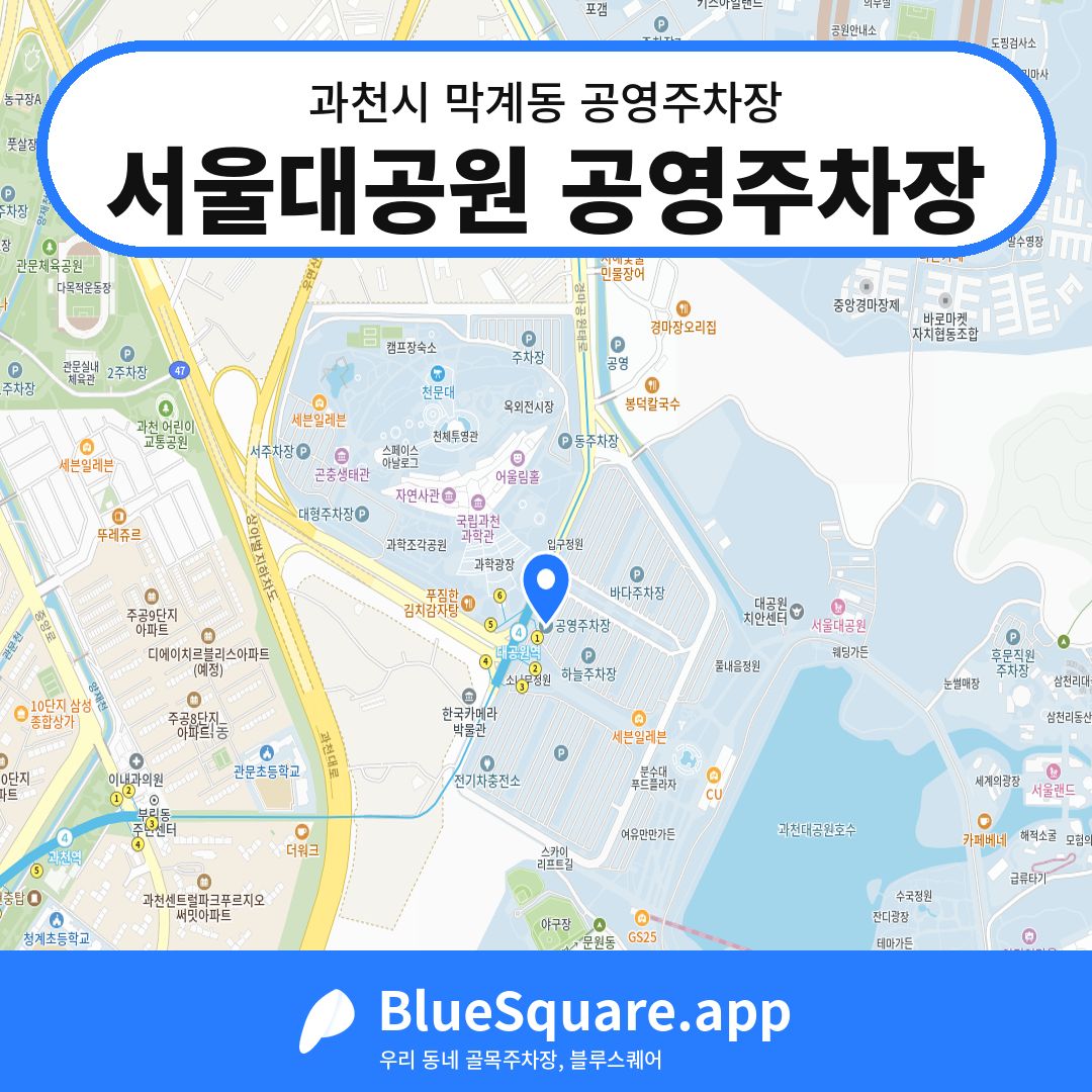 서울대공원 공영주차장 위치 지도 — 경기 과천시 막계동 | 블루스퀘어 주차