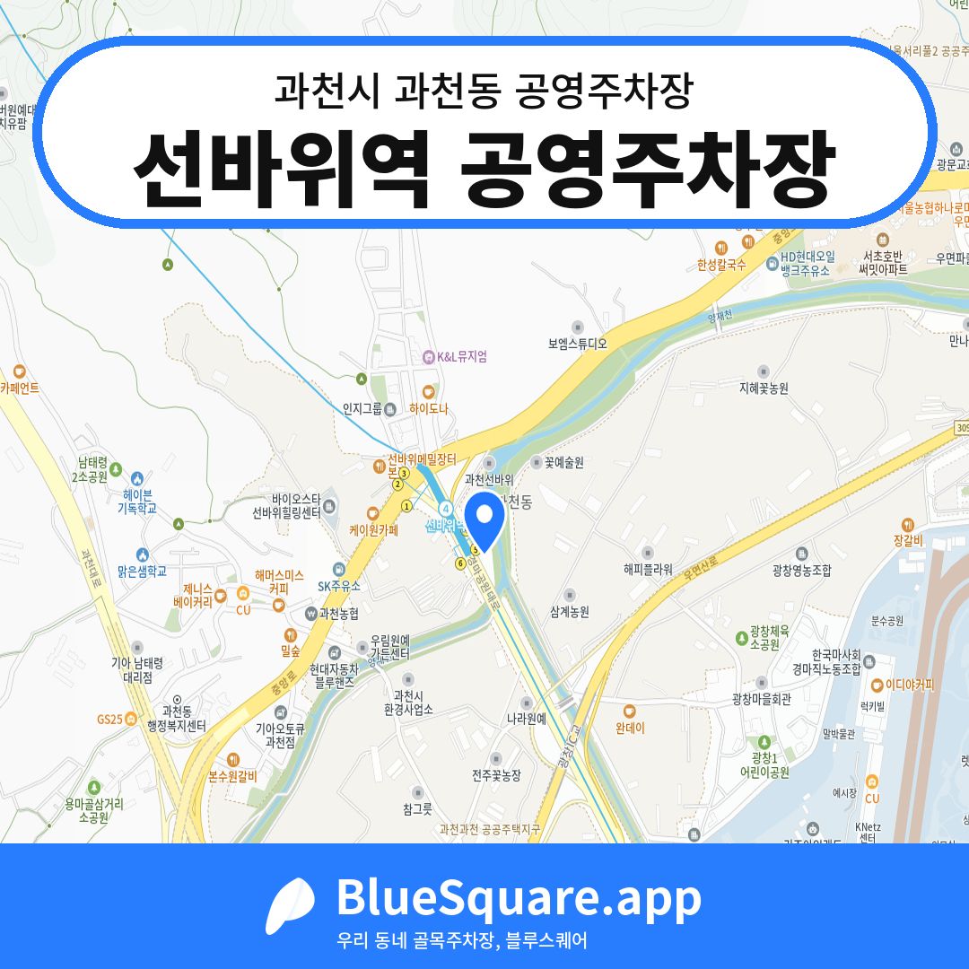 선바위역 공영주차장 위치 지도 — 경기 과천시 과천동 | 블루스퀘어 주차