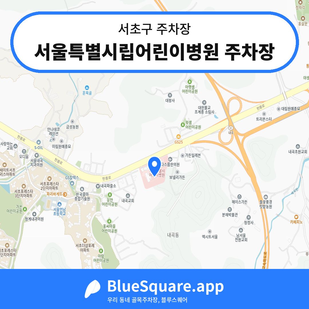 서울특별시립어린이병원 주차장 위치 지도 — 서울 서초구 | 블루스퀘어 주차