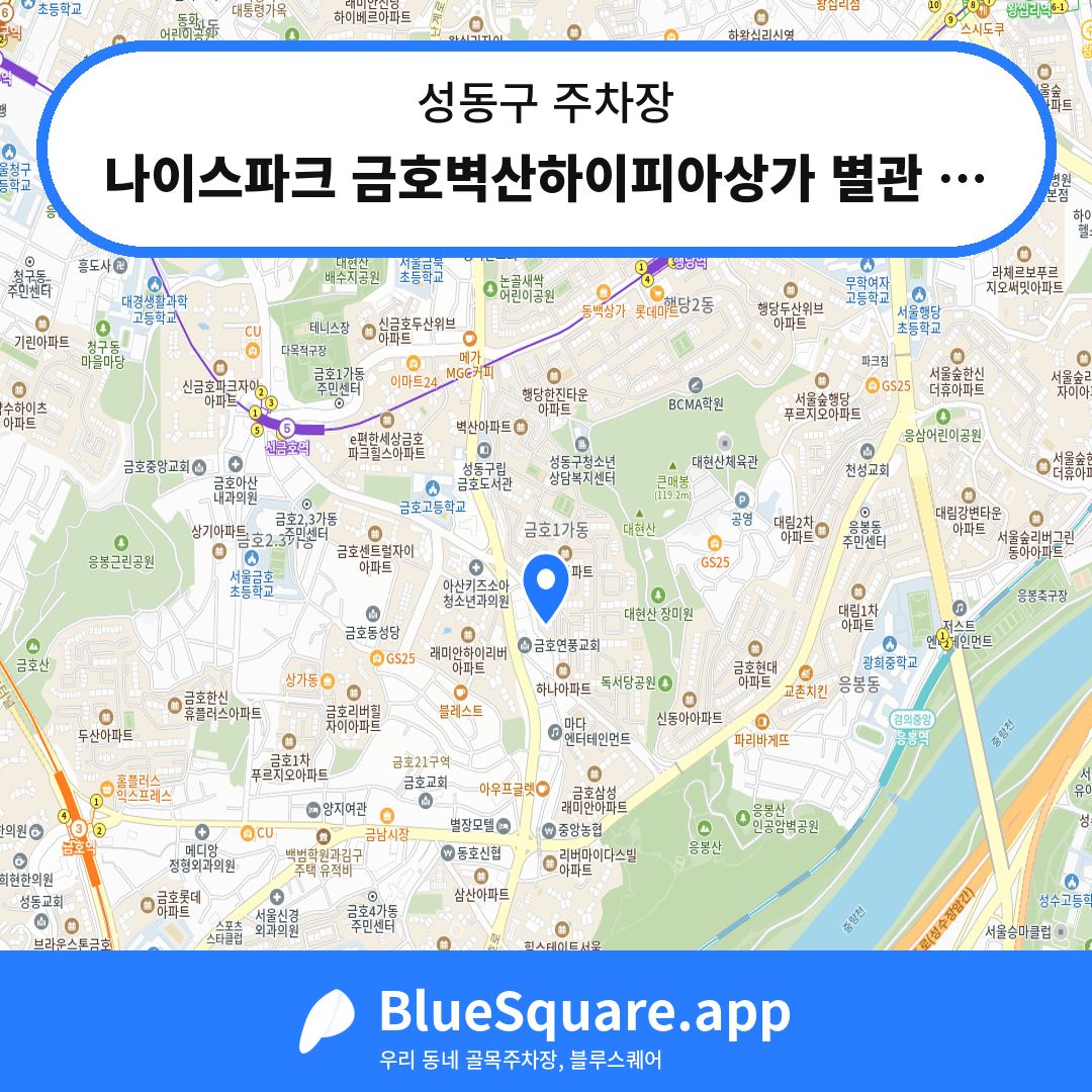 나이스파크 금호벽산하이피아상가 별관 주차장 위치 지도 — 서울 성동구 | 블루스퀘어 주차
