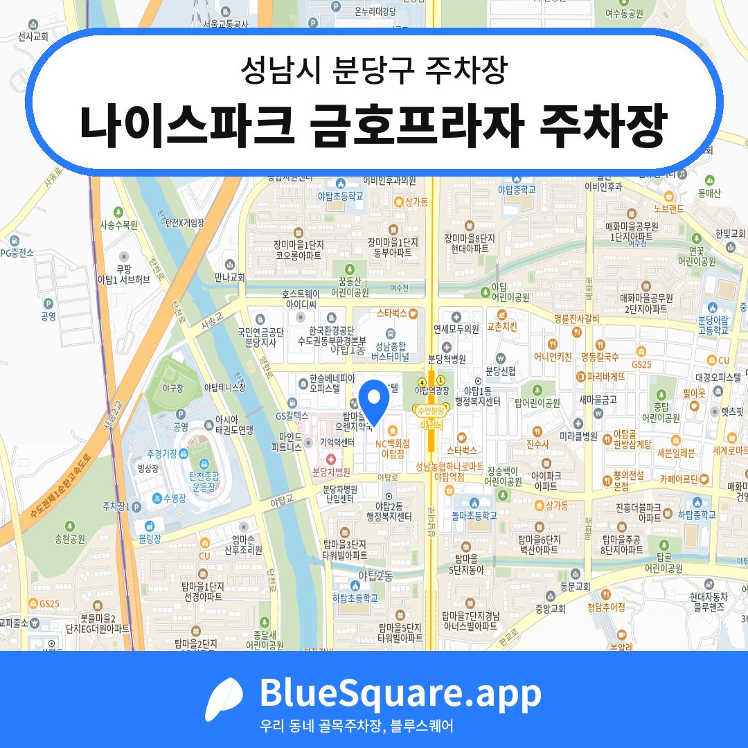 나이스파크 금호프라자 주차장 위치 지도 — 경기 성남시 분당구 | 블루스퀘어 주차