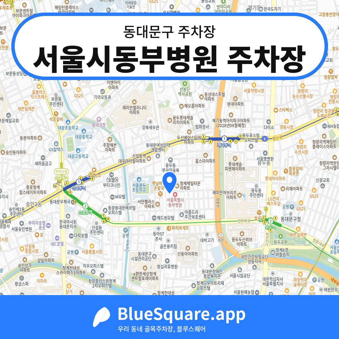 서울시동부병원 주차장 위치 지도 — 서울 동대문구 | 블루스퀘어 주차