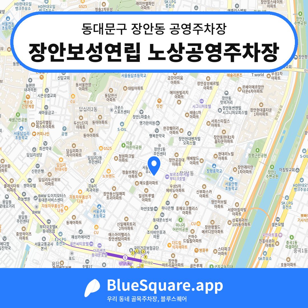 장안보성연립 노상공영주차장 위치 지도 — 서울 동대문구 장안동 | 블루스퀘어 주차