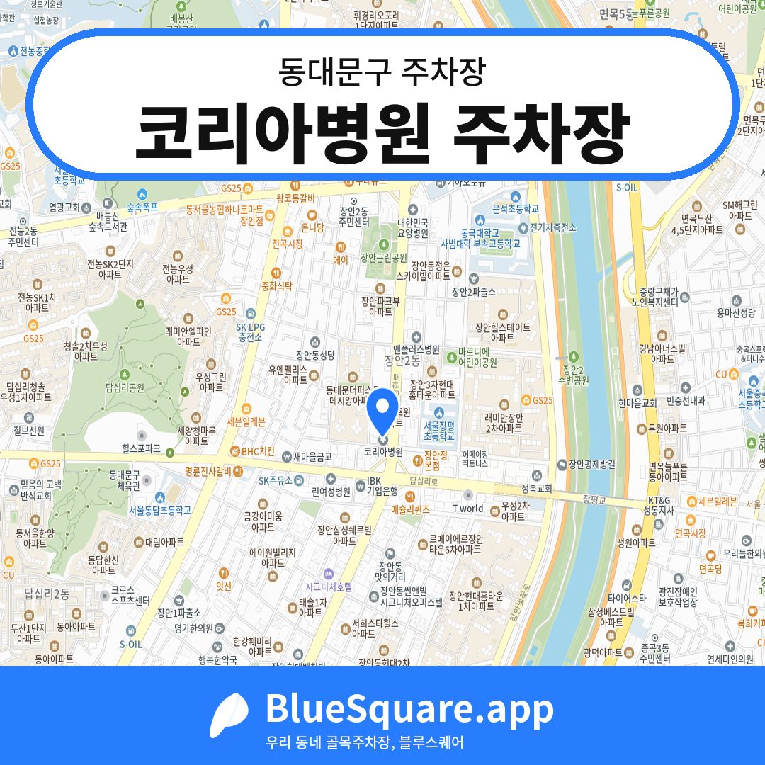 코리아병원 주차장 위치 지도 — 서울 동대문구 | 블루스퀘어 주차