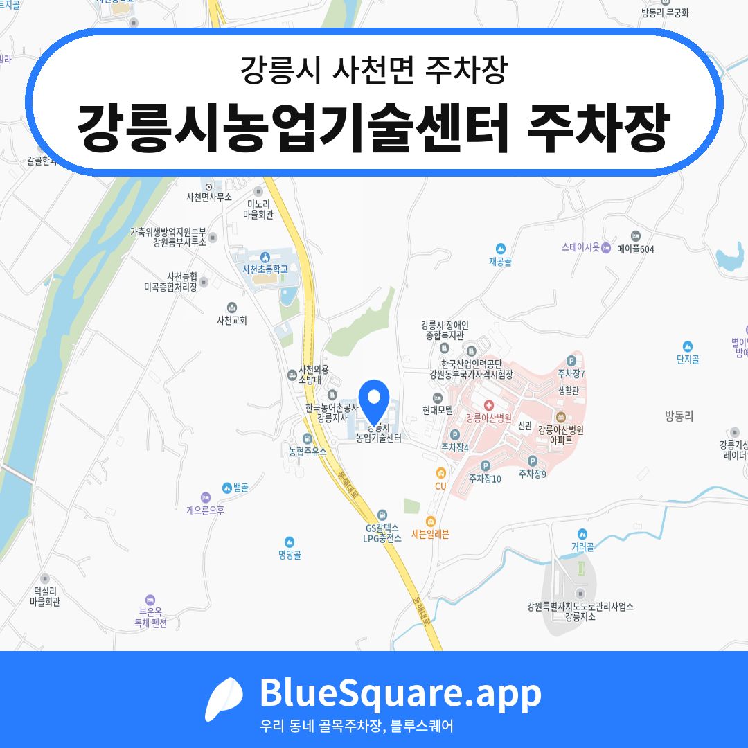 강릉시농업기술센터 주차장 위치 지도 — 강원 강릉시 사천면 | 블루스퀘어 주차