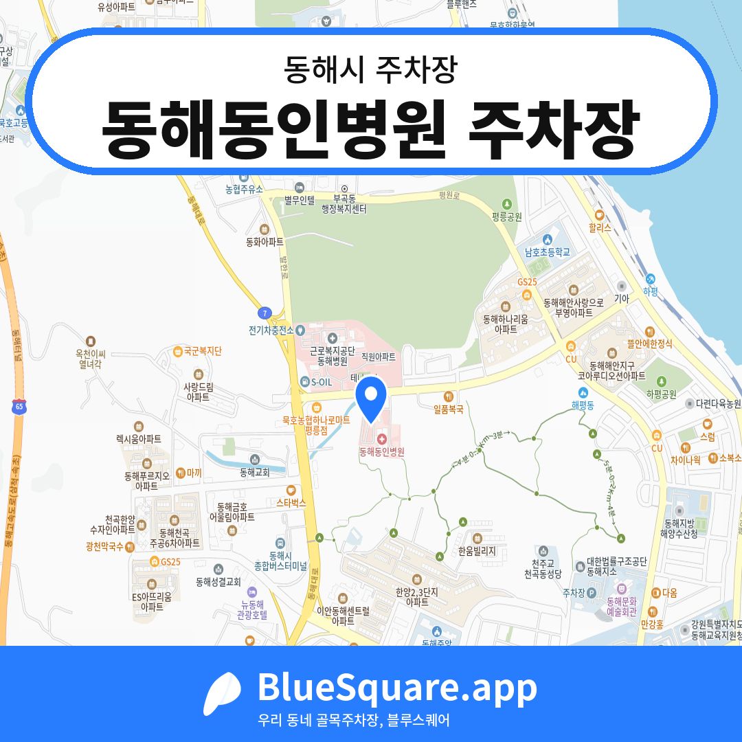 동해동인병원 주차장 위치 지도 — 강원 동해시 | 블루스퀘어 주차