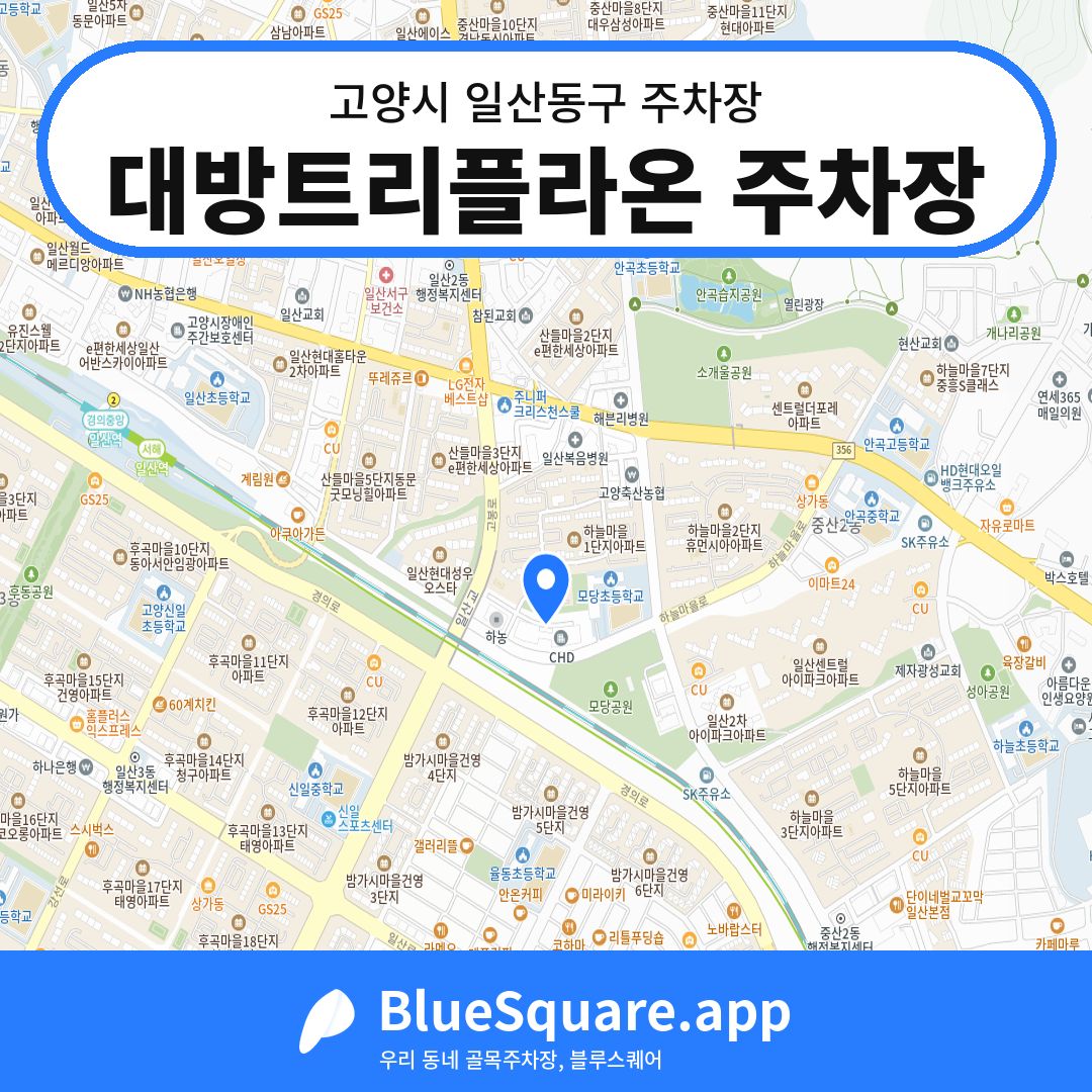 대방트리플라온 주차장 위치 지도 — 경기 고양시 일산동구 중산동 | 블루스퀘어 주차