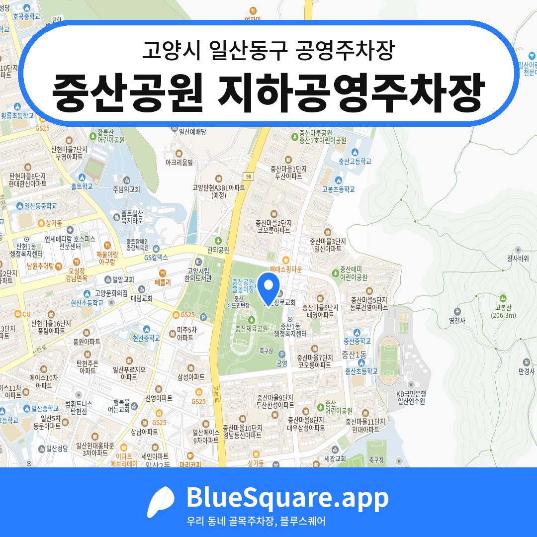 중산공원 지하공영주차장 위치 지도 — 경기 고양시 일산동구 | 블루스퀘어 주차