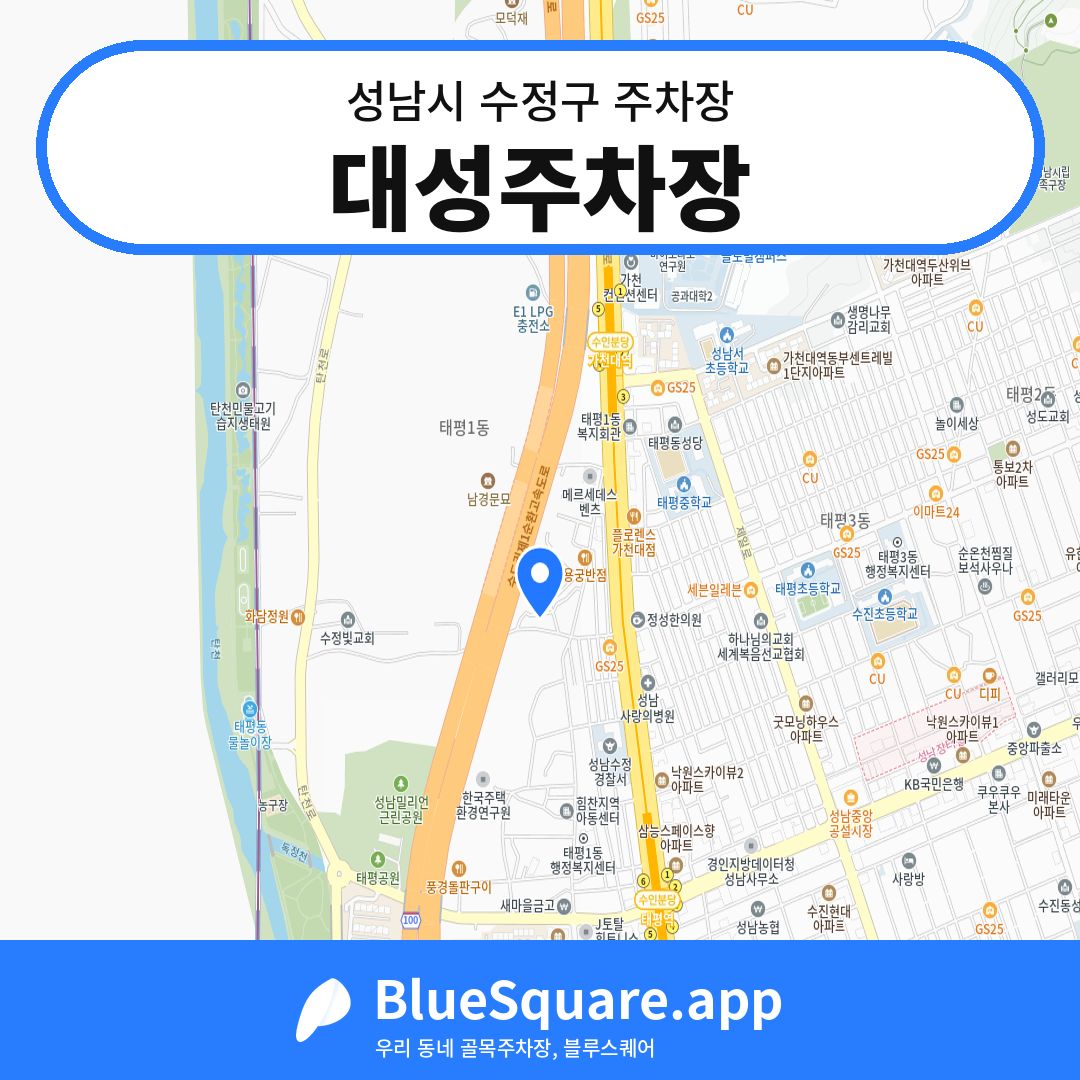 대성주차장 위치 지도 — 경기 성남시 수정구 태평동 | 블루스퀘어 주차