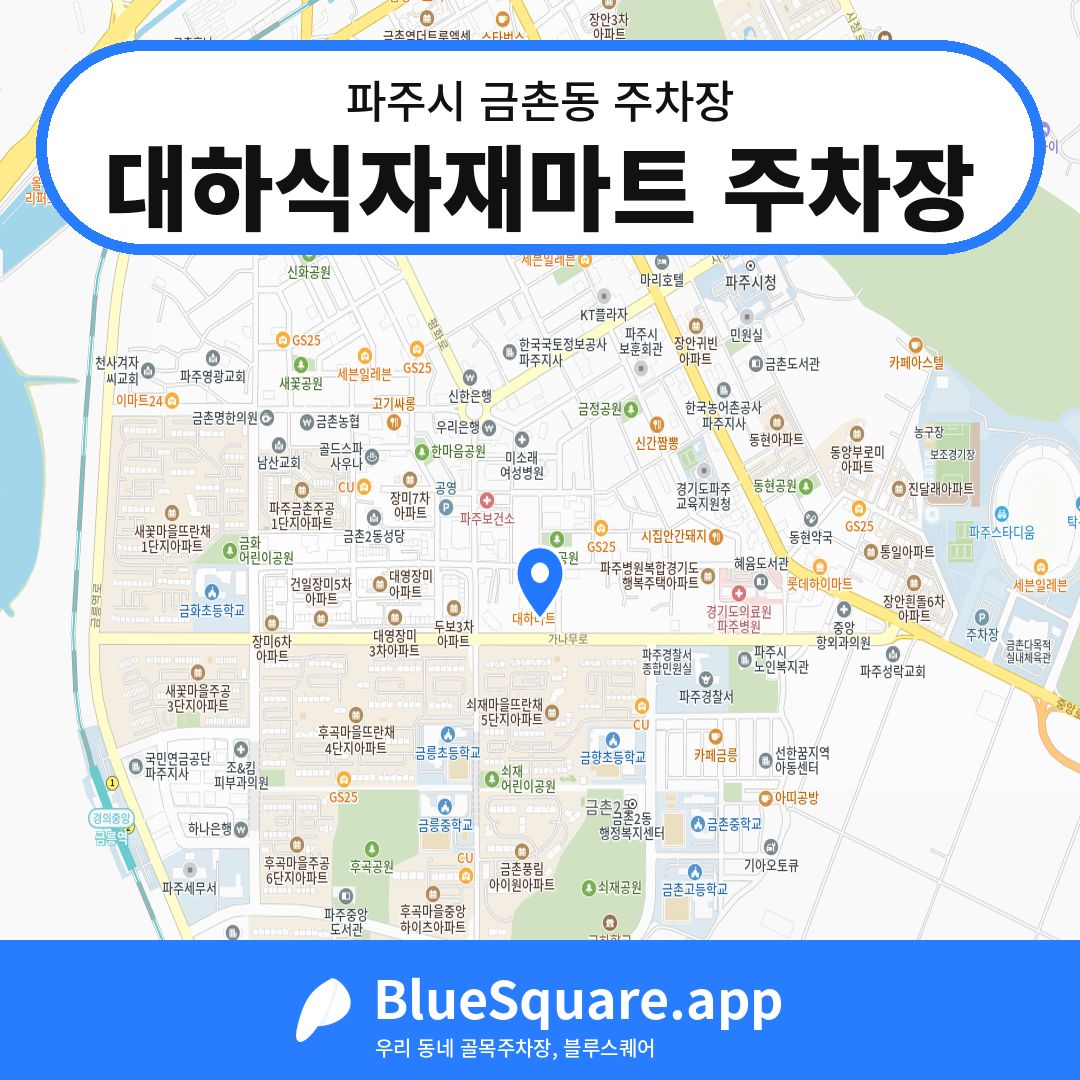 대하식자재마트 주차장 위치 지도 — 경기 파주시 금촌동 | 블루스퀘어 주차
