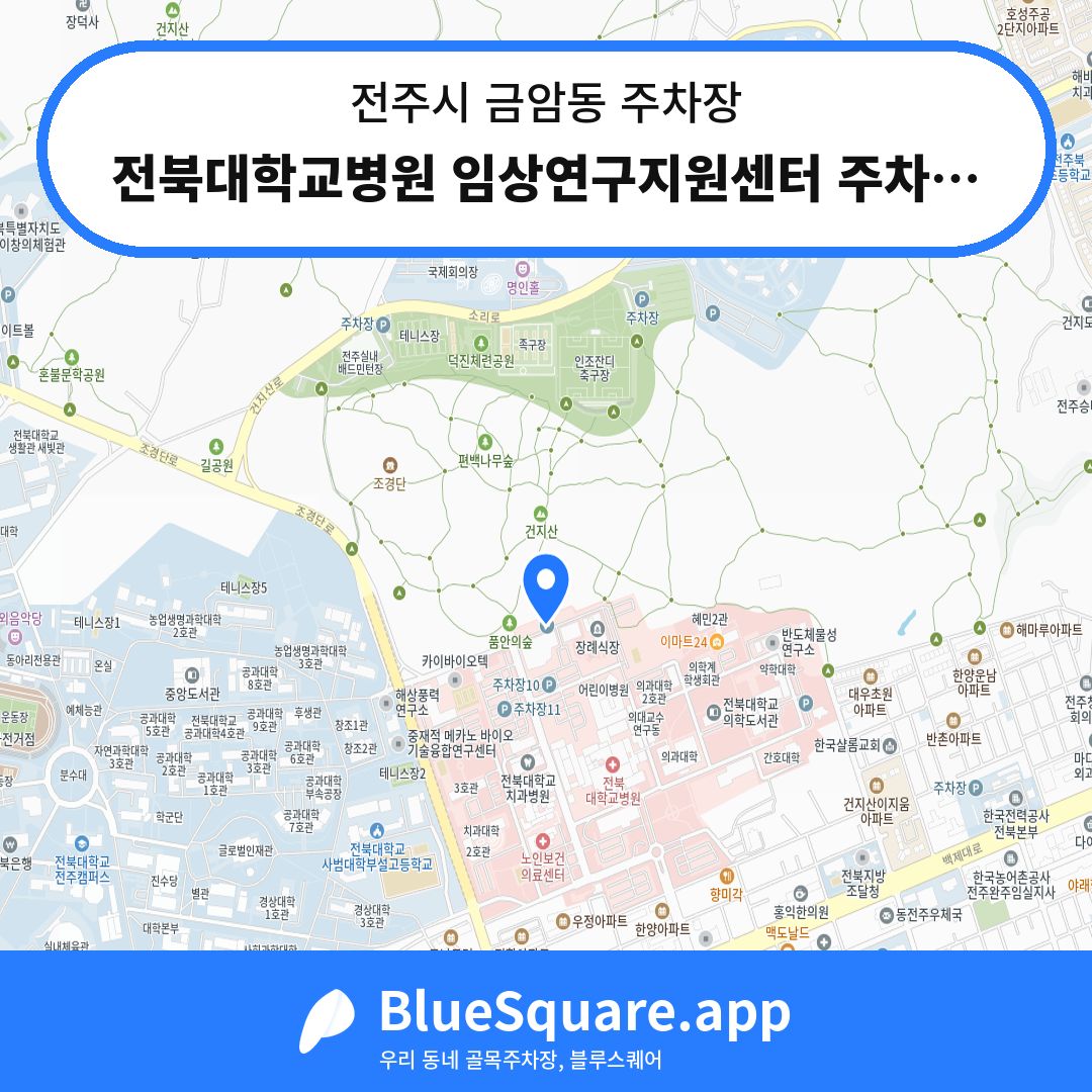 전북대학교병원 임상연구지원센터 주차장 위치 지도 — 전북 전주시 금암동 | 블루스퀘어 주차