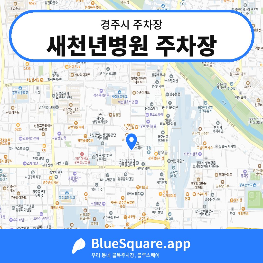 새천년병원 주차장 위치 지도 — 경북 경주시 | 블루스퀘어 주차
