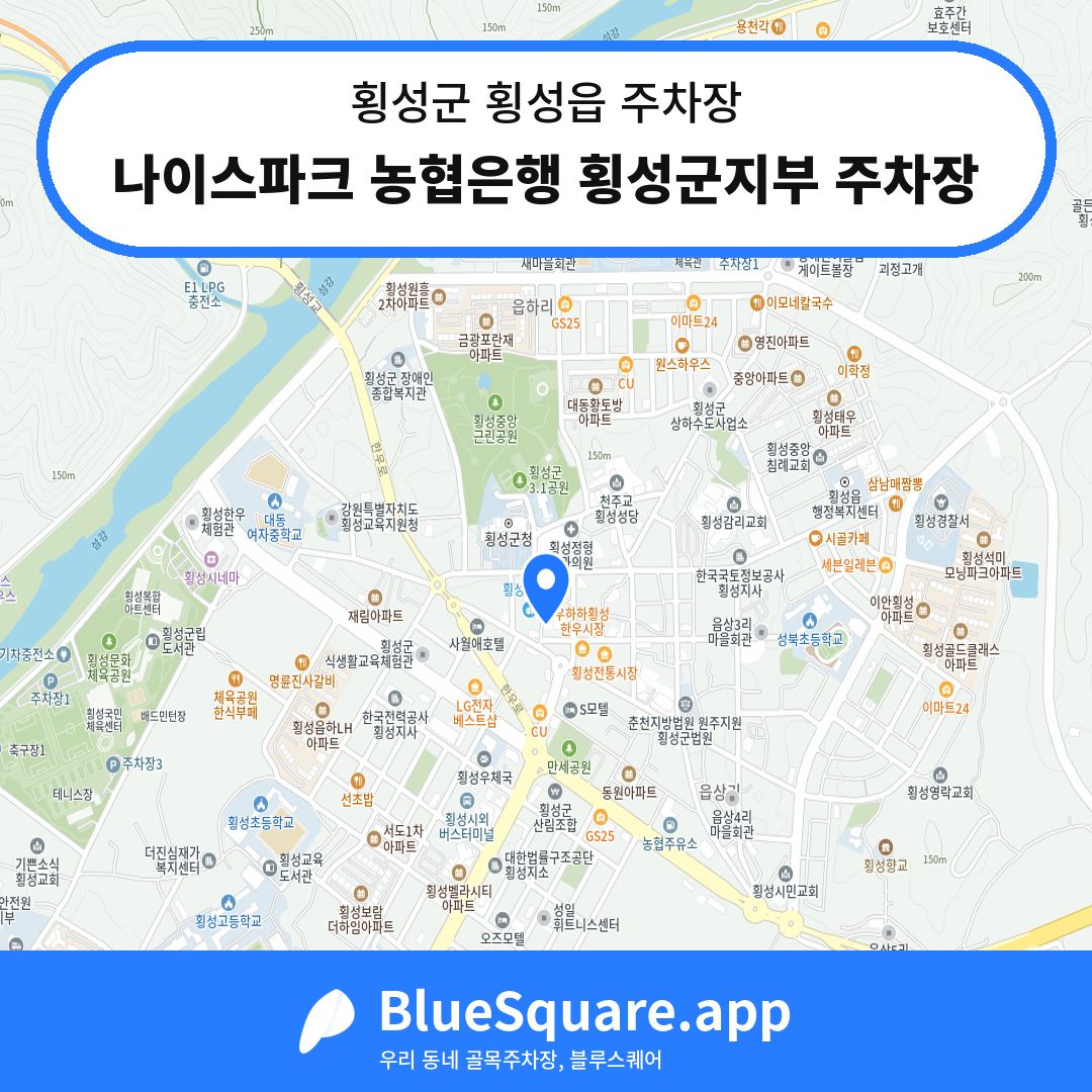 나이스파크 농협은행 횡성군지부 주차장 위치 지도 — 강원 횡성군 횡성읍 | 블루스퀘어 주차