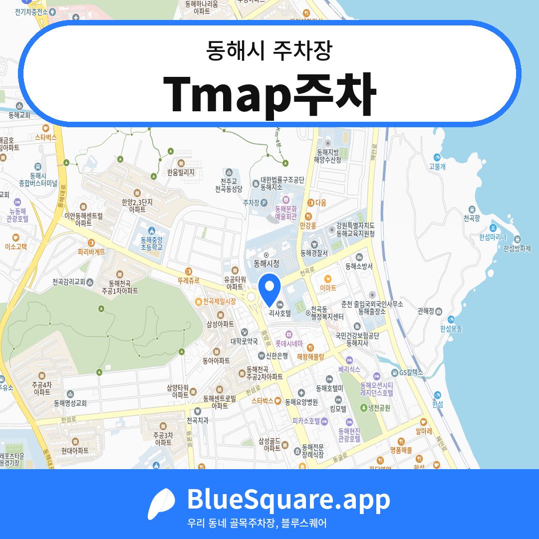 Tmap주차 위치 지도 — 강원 동해시 | 블루스퀘어 주차