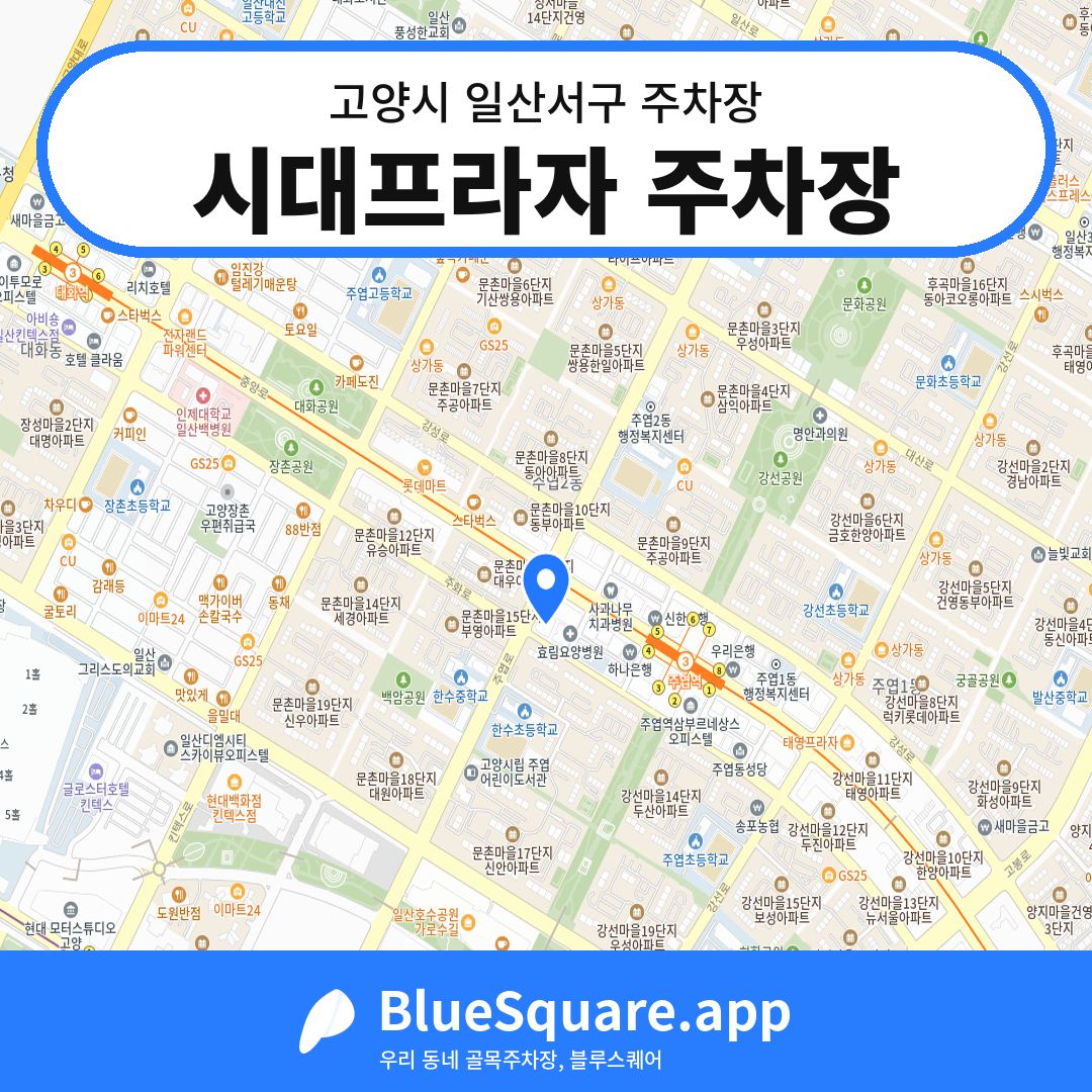 시대프라자 주차장 위치 지도 — 경기 고양시 일산서구 | 블루스퀘어 주차