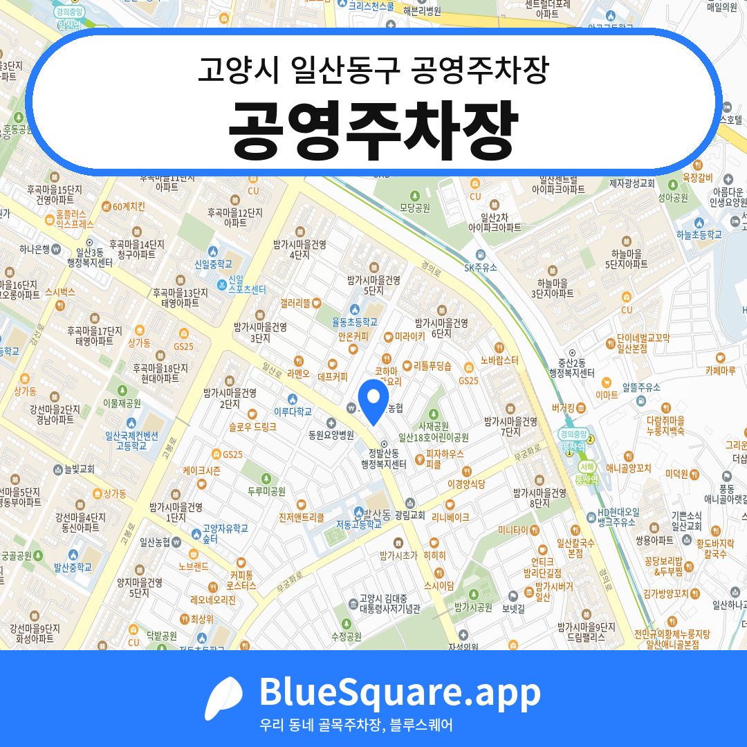 공영주차장 위치 지도 — 경기 고양시 일산동구 정발산동 | 블루스퀘어 주차