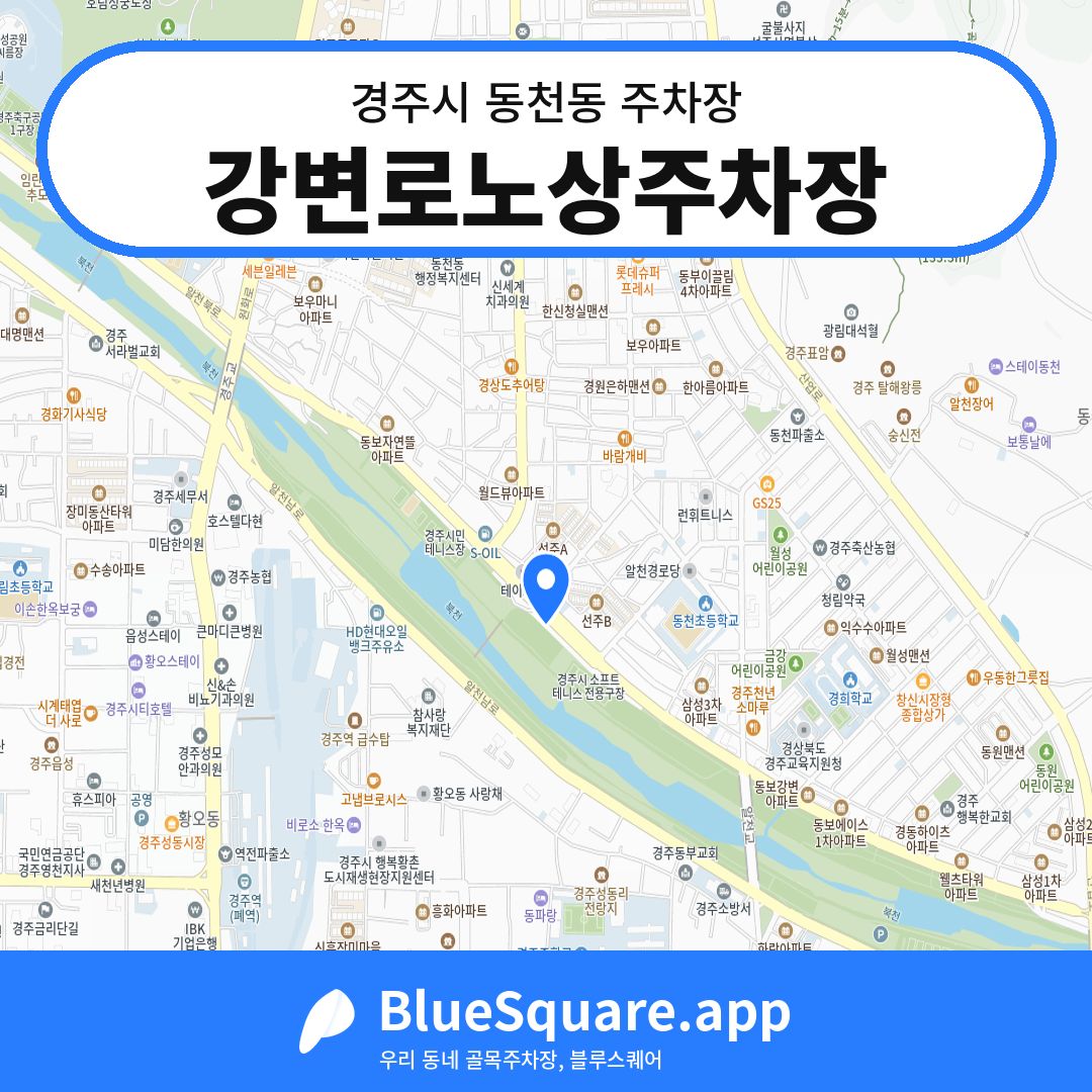 강변로노상주차장 위치 지도 — 경북 경주시 동천동 | 블루스퀘어 주차