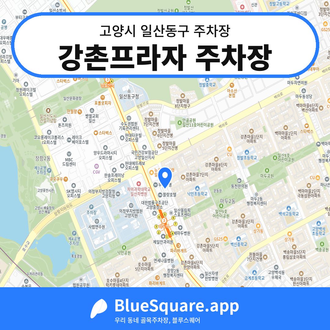 강촌프라자 주차장 위치 지도 — 경기 고양시 일산동구 | 블루스퀘어 주차