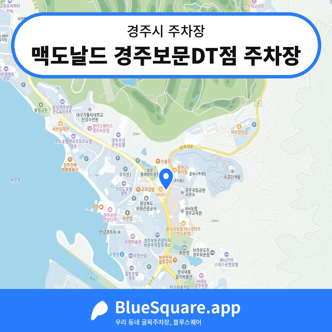 맥도날드 경주보문DT점 주차장 위치 지도 — 경북 경주시 | 블루스퀘어 주차