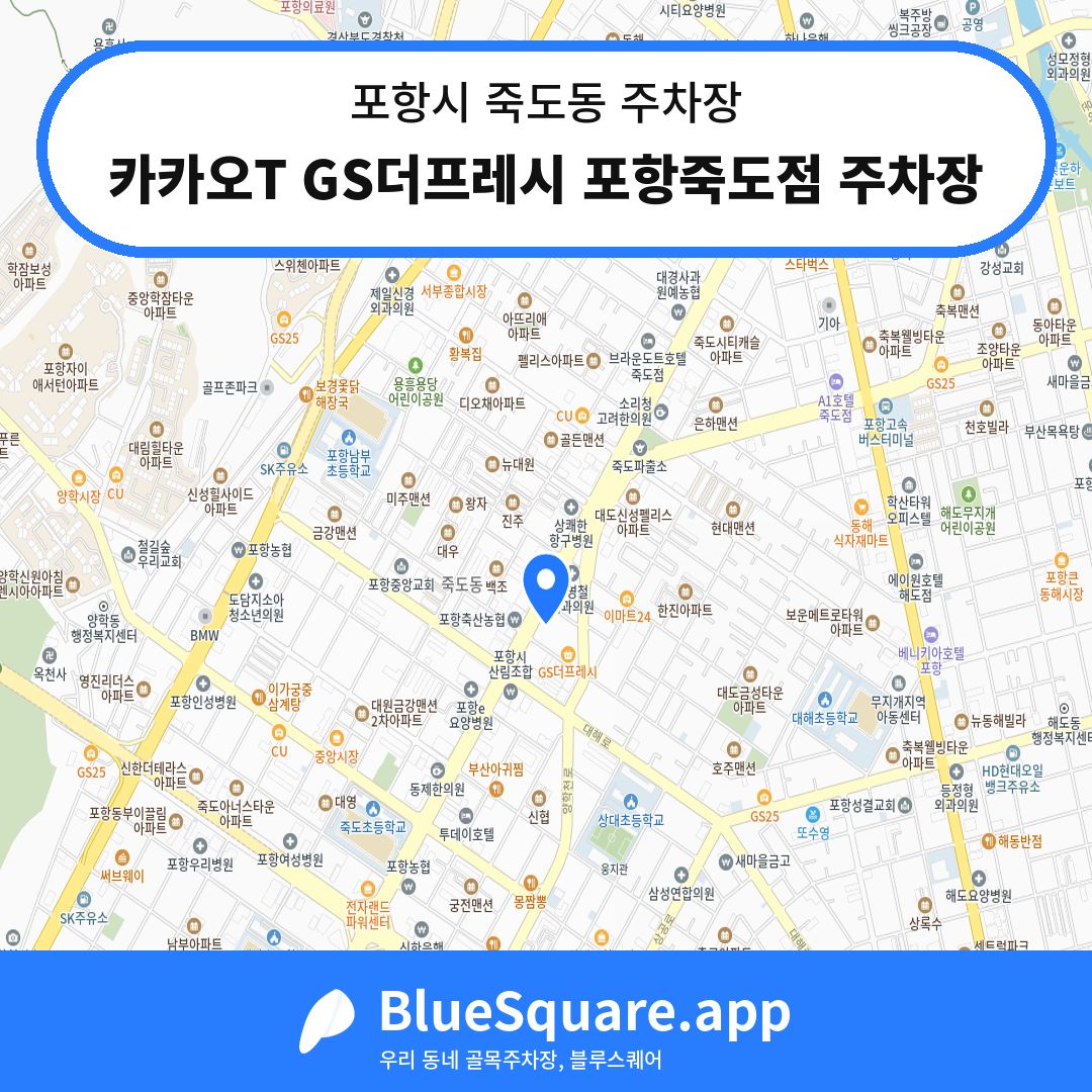 카카오T GS더프레시 포항죽도점 주차장 위치 지도 — 경북 포항시 죽도동 | 블루스퀘어 주차