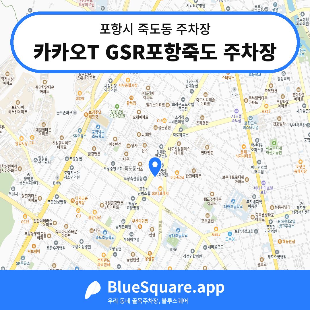 카카오T GSR포항죽도 주차장 위치 지도 — 경북 포항시 죽도동 | 블루스퀘어 주차