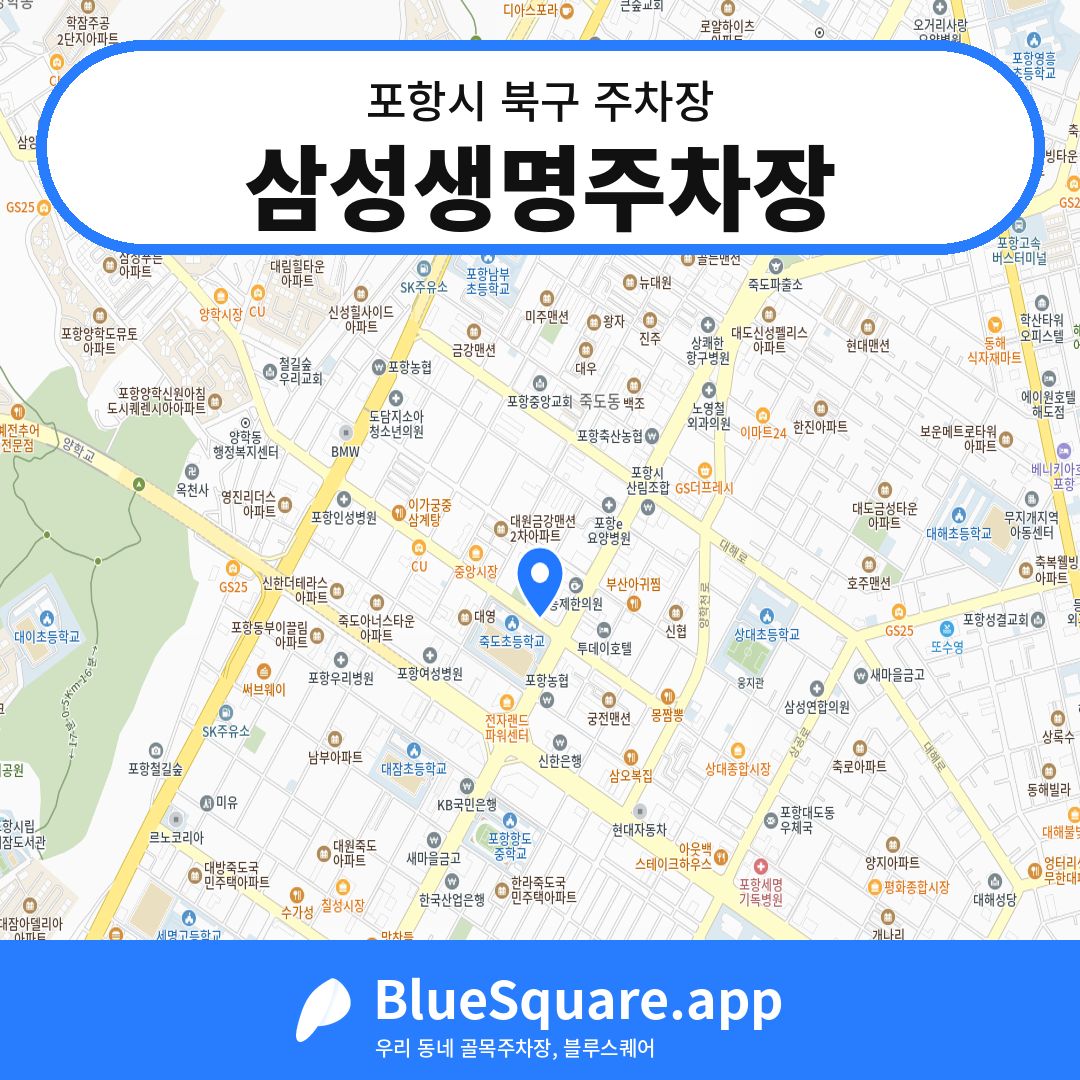 삼성생명주차장 위치 지도 — 경북 포항시 북구 죽도동 | 블루스퀘어 주차