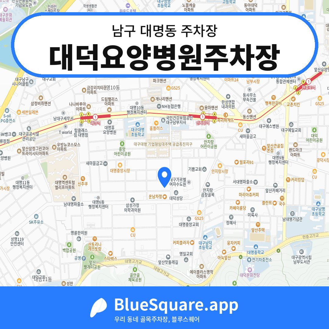 대덕요양병원주차장 위치 지도 — 대구 남구 대명동 | 블루스퀘어 주차