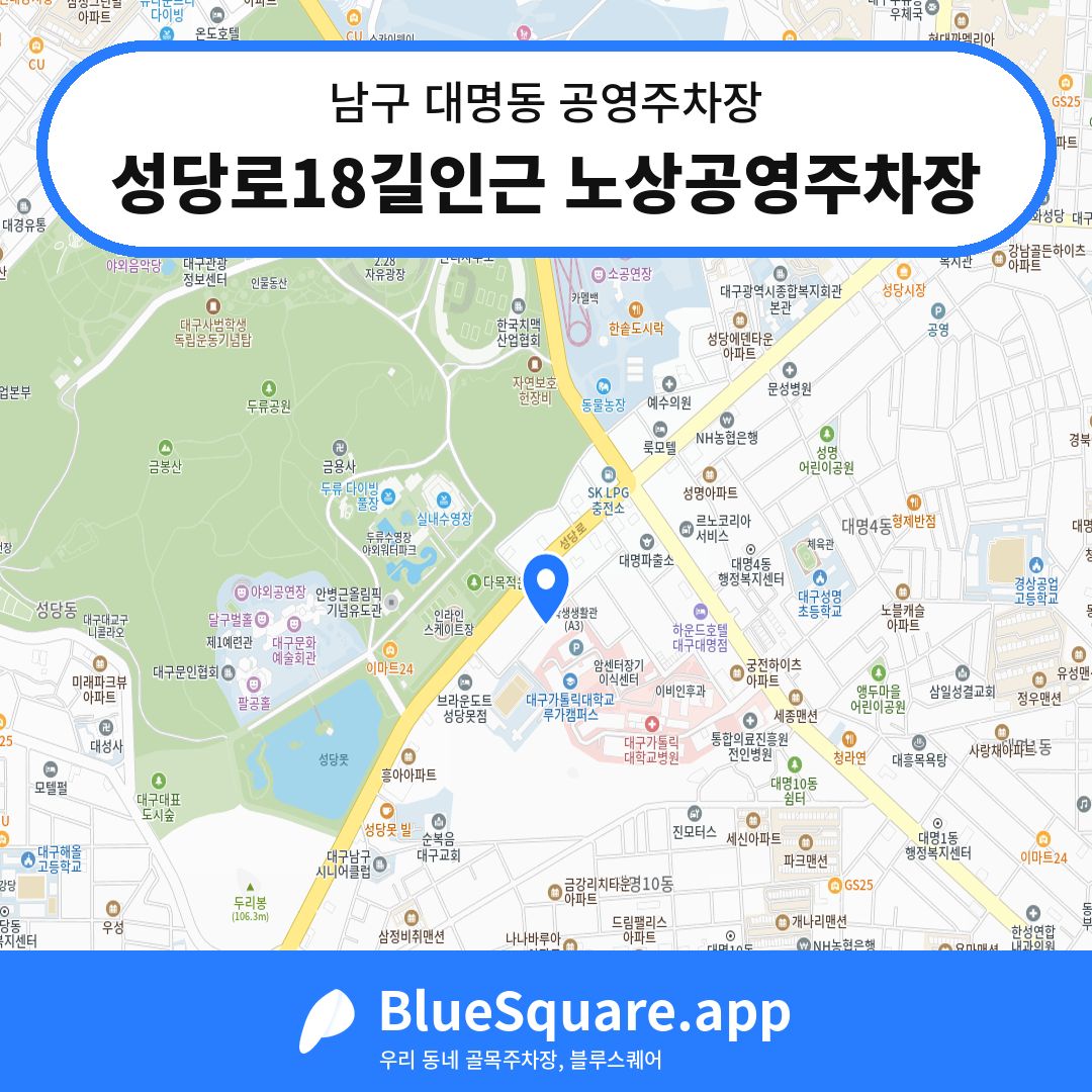 성당로18길인근 노상공영주차장 위치 지도 — 대구 남구 대명동 | 블루스퀘어 주차