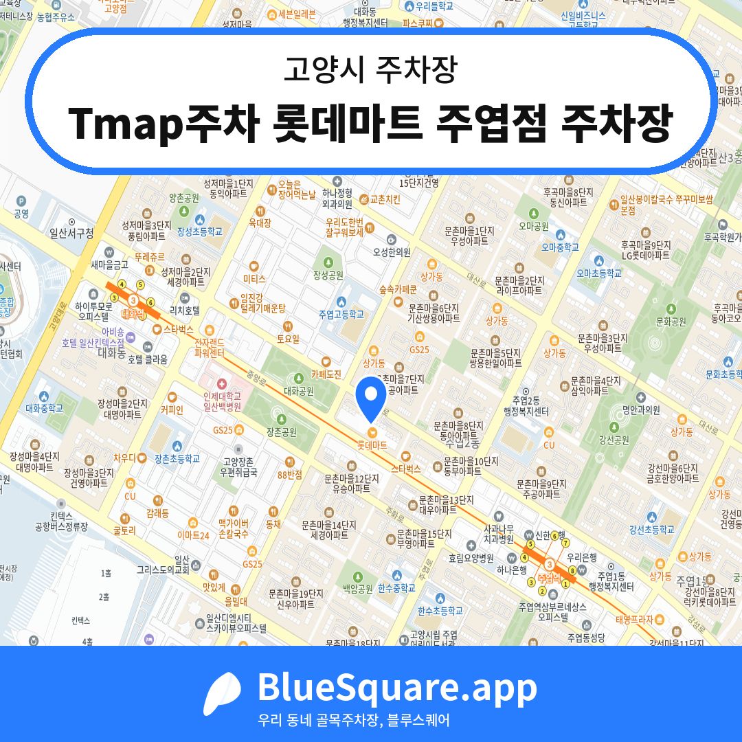 Tmap주차 롯데마트 주엽점 주차장 위치 지도 — 경기 고양시 | 블루스퀘어 주차