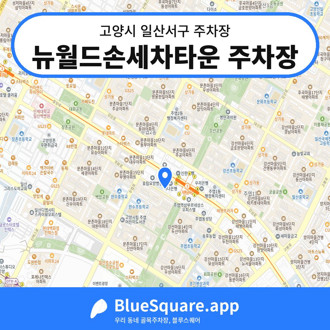 뉴월드손세차타운 주차장 위치 지도 — 경기 고양시 일산서구 | 블루스퀘어 주차