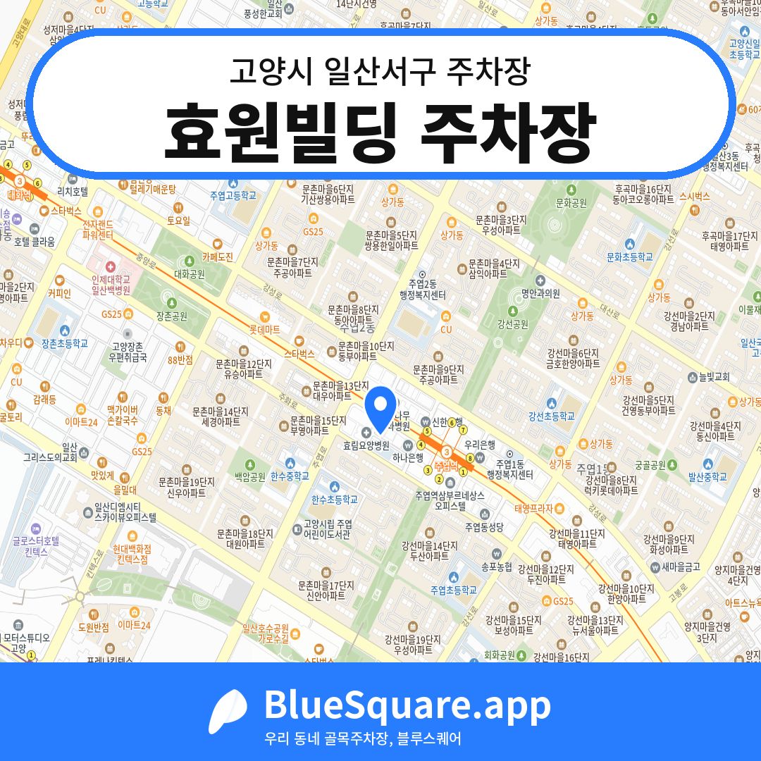 효원빌딩 주차장 위치 지도 — 경기 고양시 일산서구 | 블루스퀘어 주차