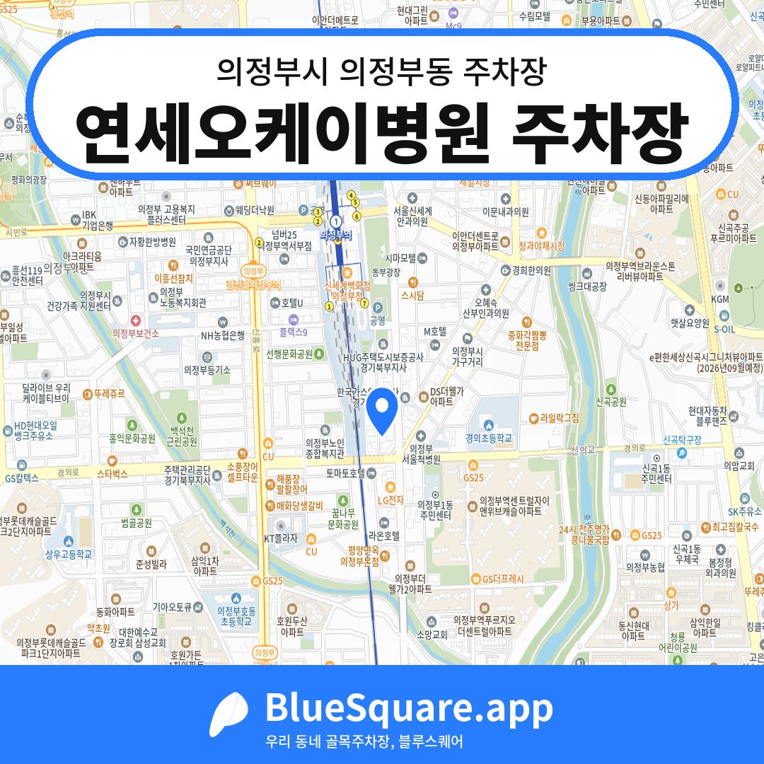 연세오케이병원 주차장 위치 지도 — 경기 의정부시 의정부동 | 블루스퀘어 주차