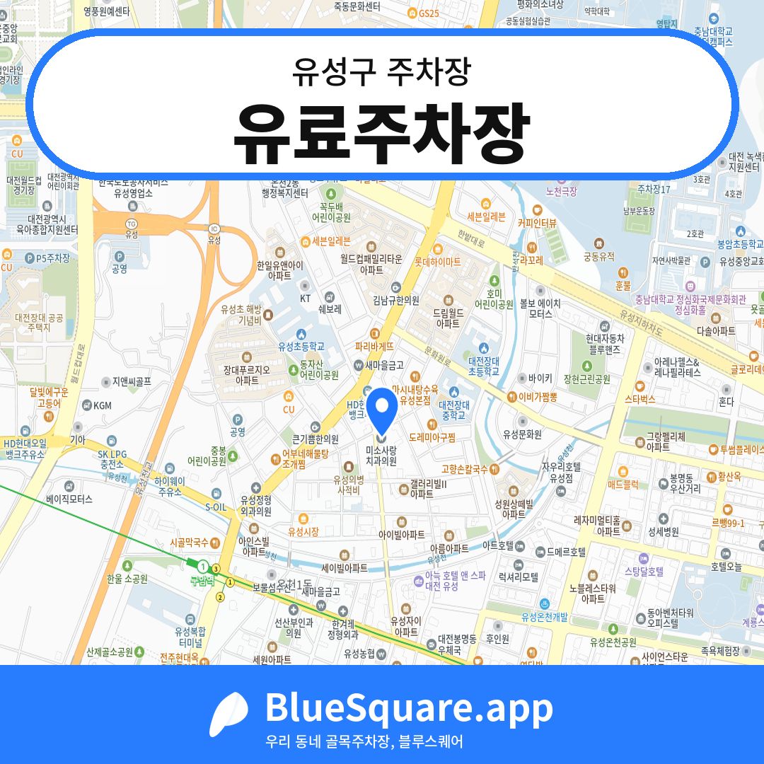 유료주차장 위치 지도 — 대전 유성구 | 블루스퀘어 주차